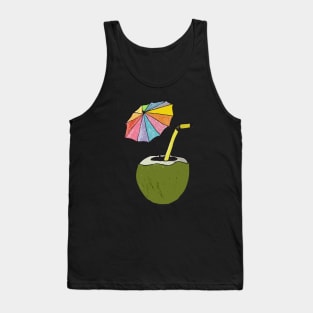 Hand drawn coconut drink with colorful umbrella drink Tank Top